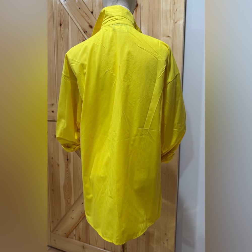 Women's Yellow Statement Ruffle Blouse - Picture 3 of 6